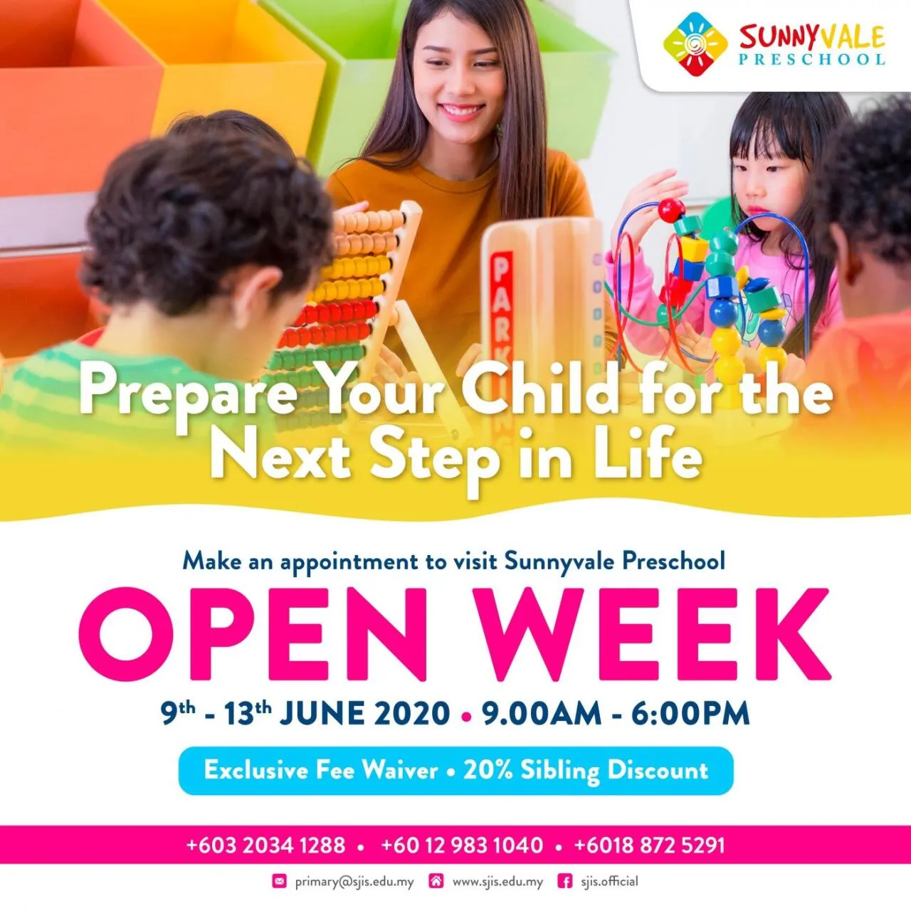 9-13 June 2020 Open Day @ Sunnyvale Preschool