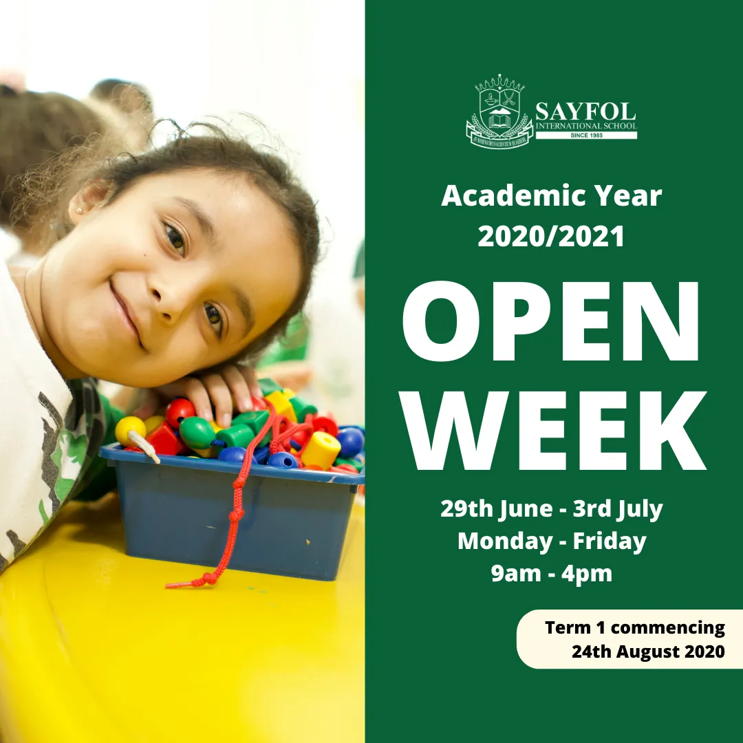 Open Week @ Sayfol International School (29th June to 4th July 2020)