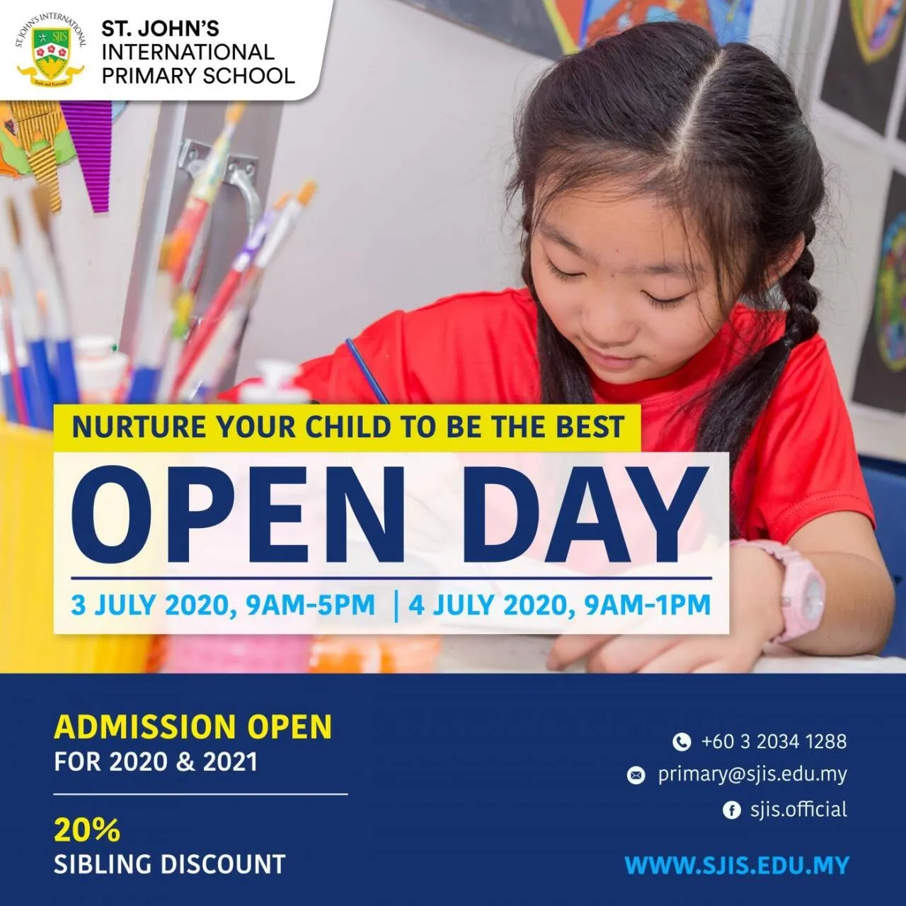 3 & 4 July 2020 Open Day @ St. John’s International Primary School