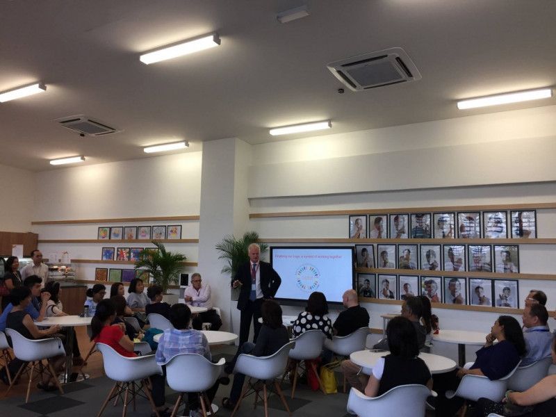 GEMS Principal, Mr O' Grady giving a briefing