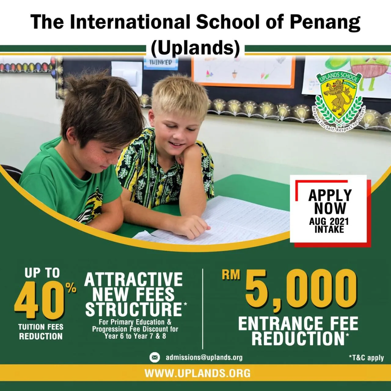 Primary Education at The International School of Penang (Uplands) with Attractive New Fees Structure