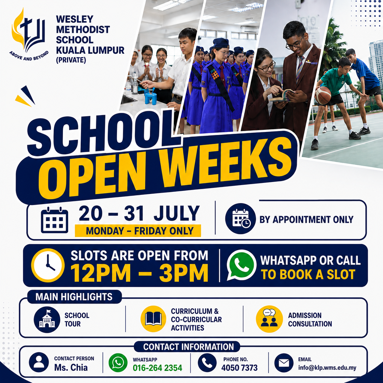 Wesley Methodist School Kuala Lumpur (Private) School Open Weeks