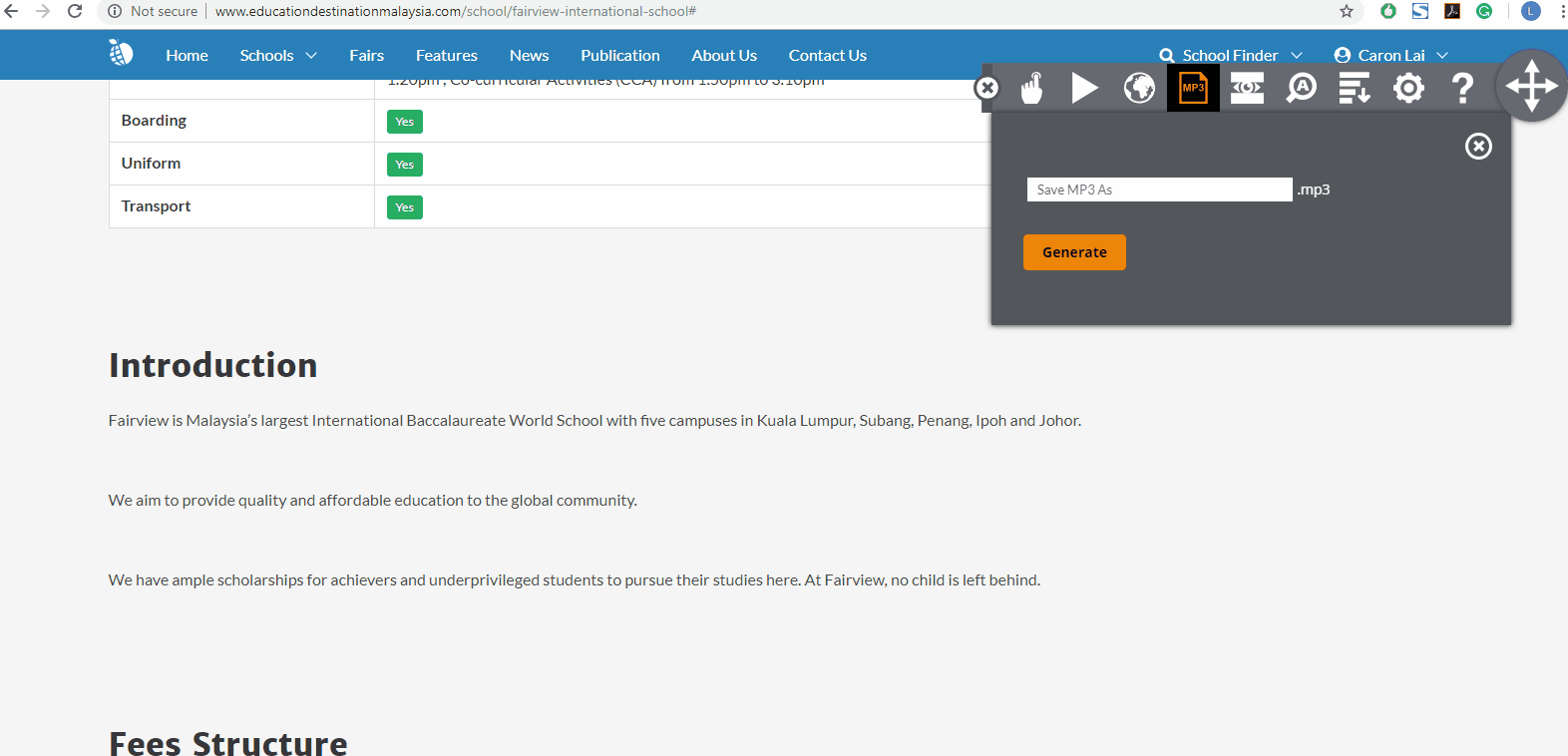 Save text from the website in MP3